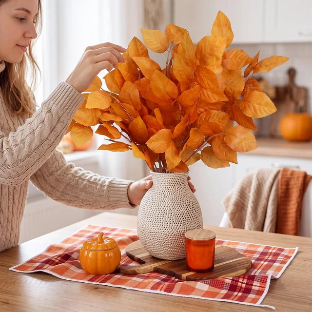 Alt view image 5 of 6 - 7 Pcs Fall Kitchen Tray Table Decorations, Orange, Ceramic