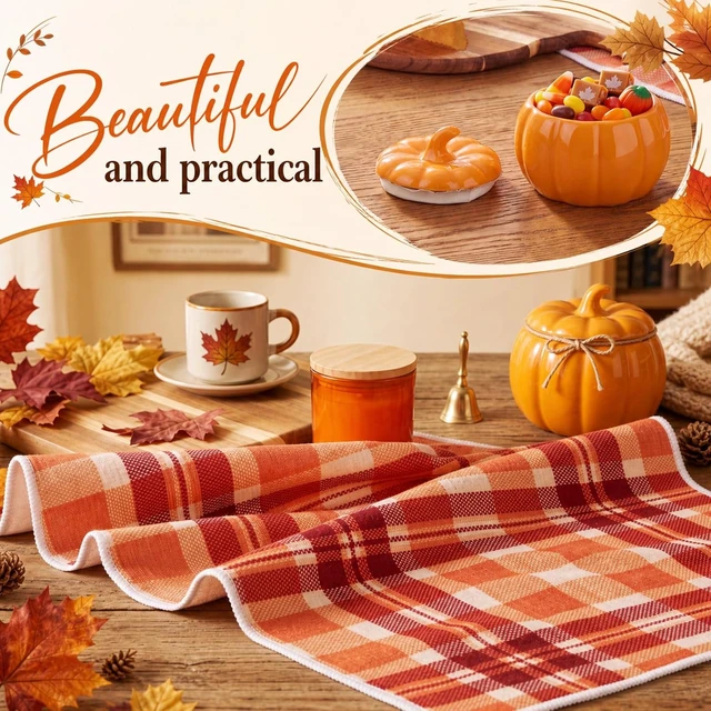 Alt view image 4 of 6 - 7 Pcs Fall Kitchen Tray Table Decorations, Orange, Ceramic
