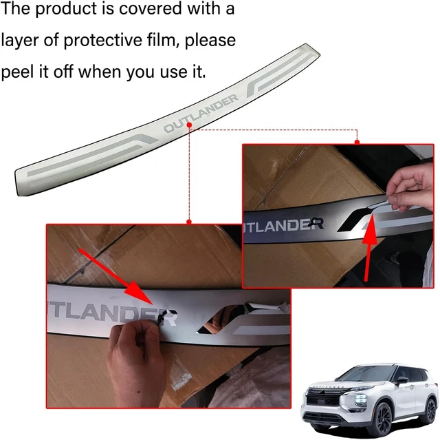 Alt view image 5 of 7 - Trunk Door Sill Protector for Mitsubishi Outlander 2022 2023 2024 2025 Rear Bumper Protector Accessories Guard Cover Trim Mirror-Like Finish Parts Decorating Protecting