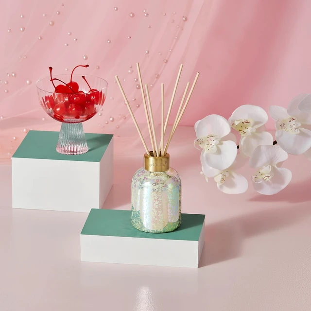 Alt view image 2 of 7 - Reed Diffuser - Reed Diffuser Set Includes Scented Oil, Sticks, and Mercury Iridescent Glass Bottle - Home Decor Room Fresheners - Volcano (5.7 fl oz)
