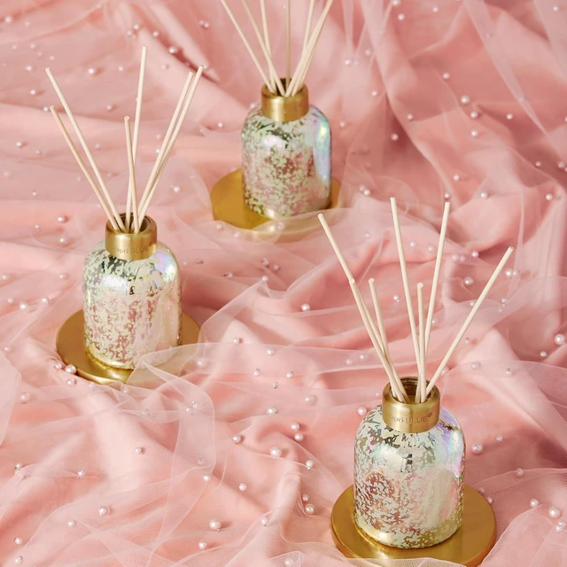 Alt view image 4 of 7 - Reed Diffuser - Reed Diffuser Set Includes Scented Oil, Sticks, and Mercury Iridescent Glass Bottle - Home Decor Room Fresheners - Volcano (5.7 fl oz)