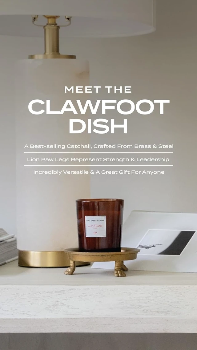 Alt view image 4 of 7 - Round Clawfoot Dish Small Gold Candle and Jewelry Display Tray