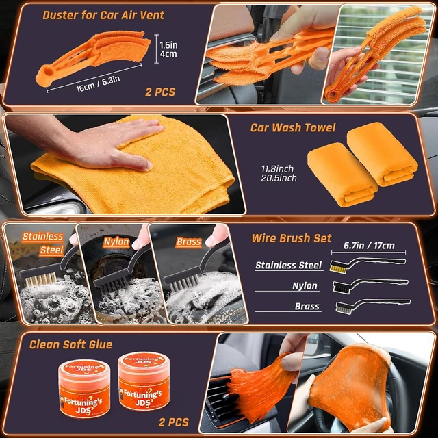 Alt view image 5 of 7 - 61 PCS Car Detailing Kit Interior Cleaner, Auto Detailing Kit, Car Vacuum Car Interior Detailing Kit, Car Wash Kit with Bucket Detailing Brush Set Car Accessories for Motorcycle, Cars, Bikes, Wheels