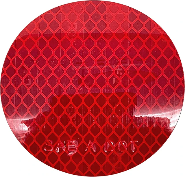 Main image of 3" Inch Round DOT-SAE Amber/Red High Visibility Reflective Stick-On Prism Reflector