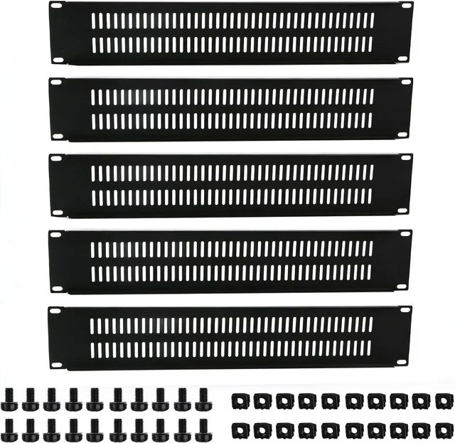 Main image of 2U Blank Panel with Venting-5 Pack Steel Blank Rack Mount Panel Spacer for 19in Server Rack Enclosure or Network Cabinet (2U Venting Panel)