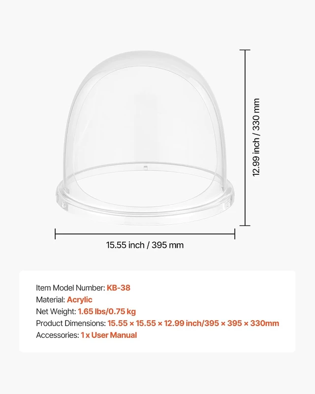 Alt view image 7 of 7 - 16 Inch Cotton Candy Machine Cover, Transparent Acrylic Dome Bubble Shield Compatible with 15inch Commercial Cotton Candy Floss Maker Bowl for Party, Shops, Bottom Groove Design
