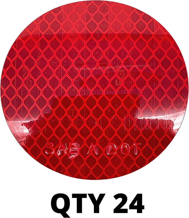 Alt view image 2 of 2 - 3" Inch Round DOT-SAE Amber/Red High Visibility Reflective Stick-On Prism Reflector