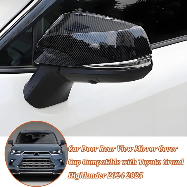 Alt view image 2 of 7 - Car Door Rear View Mirror Cover Cap Compatible with Toyota Grand Highlander 2024 2025 2026,ABS Car Outside Side Rearview Mirror Cover Trim Accessories (Carbon Fiber Pattern)