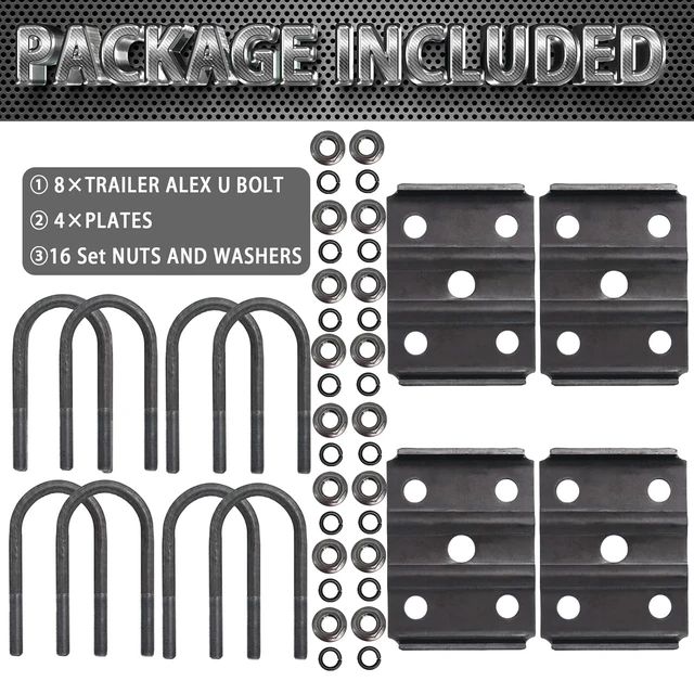 Alt view image 2 of 7 - Trailer U Bolt Kit 5-1/2" for 3500 lbs 2-3/8" Round Axle, 2 Pack