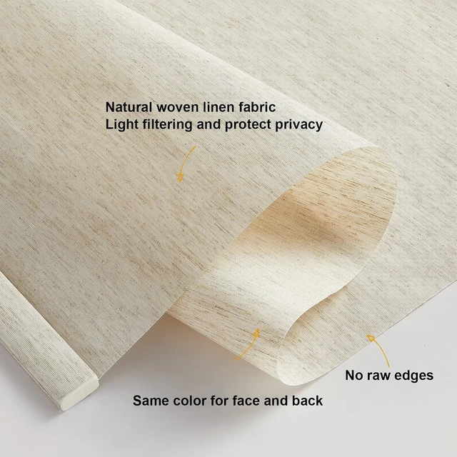 Alt view image 4 of 7 - Custom Size Free-Stop Cordless Roller Shades Light Filtering Natural Woven Linen Fabric UV Protection Privacy Roller Blinds for Windows Shades for Home, Kitchen, Living Room, Linen Beige