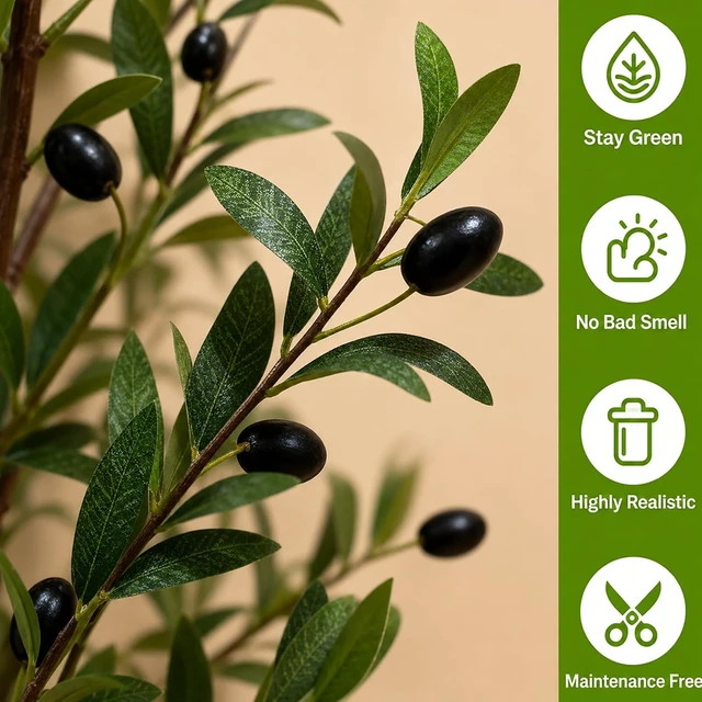 Alt view image 3 of 7 - Olive Tree Olive Trees Artificial Indoor 6FT Faux Olive Tree with Pot,Artificial Olive Trees Plant with Realistic Trunk, Branches, Leaves and Fruits,Fake Tree Plant for Home Office Decor