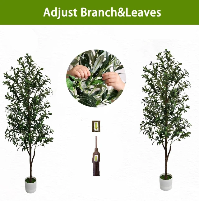 Alt view image 5 of 7 - Olive Tree Olive Trees Artificial Indoor 6FT Faux Olive Tree with Pot,Artificial Olive Trees Plant with Realistic Trunk, Branches, Leaves and Fruits,Fake Tree Plant for Home Office Decor
