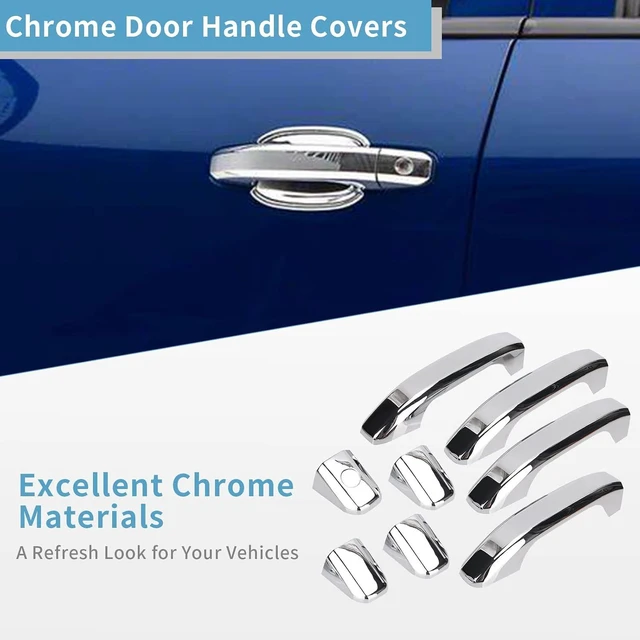 Alt view image 4 of 7 - Chrome Door Handle Covers+Top Half Mirror Covers+Tailgate Cover (with Camera Hole) Compatible with Chevrolet Silverado GMC Sierra 1500 2500 3500 2014-2018 - Not for Towing Mirror