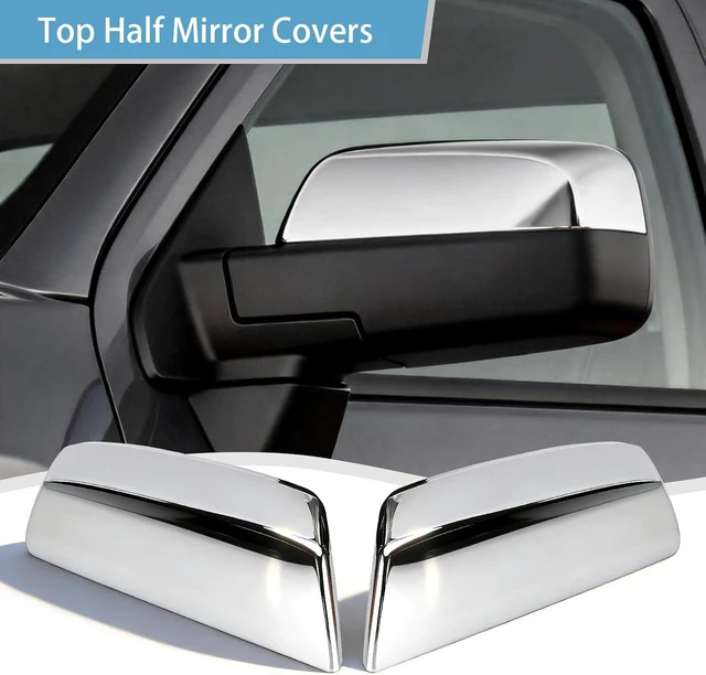 Alt view image 5 of 7 - Chrome Door Handle Covers+Top Half Mirror Covers+Tailgate Cover (with Camera Hole) Compatible with Chevrolet Silverado GMC Sierra 1500 2500 3500 2014-2018 - Not for Towing Mirror