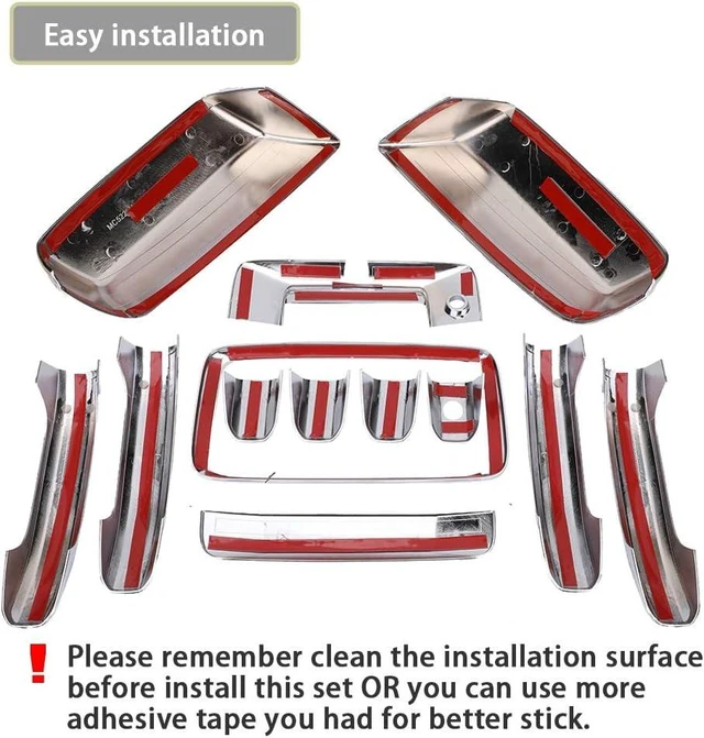 Alt view image 7 of 7 - Chrome Door Handle Covers+Top Half Mirror Covers+Tailgate Cover (with Camera Hole) Compatible with Chevrolet Silverado GMC Sierra 1500 2500 3500 2014-2018 - Not for Towing Mirror