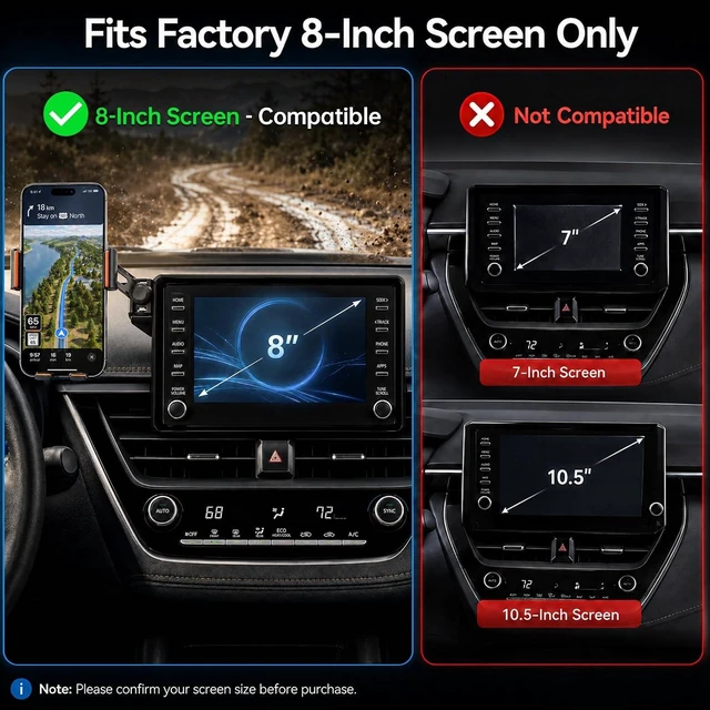 Alt view image 3 of 7 - Car Phone Holder for 2019-2026 Toyota Corolla/Corolla Hatchback & 2022-2026 Corolla Cross Accessories, 8-Inch Screen Phone Mount with Up to 15W Fast Wireless Charging, Auto-Clamping, 360° Rotation