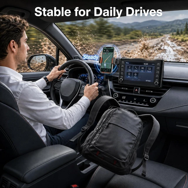 Alt view image 4 of 7 - Car Phone Holder for 2019-2026 Toyota Corolla/Corolla Hatchback & 2022-2026 Corolla Cross Accessories, 8-Inch Screen Phone Mount with Up to 15W Fast Wireless Charging, Auto-Clamping, 360° Rotation