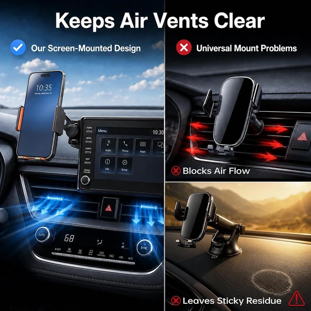 Alt view image 5 of 7 - Car Phone Holder for 2019-2026 Toyota Corolla/Corolla Hatchback & 2022-2026 Corolla Cross Accessories, 8-Inch Screen Phone Mount with Up to 15W Fast Wireless Charging, Auto-Clamping, 360° Rotation