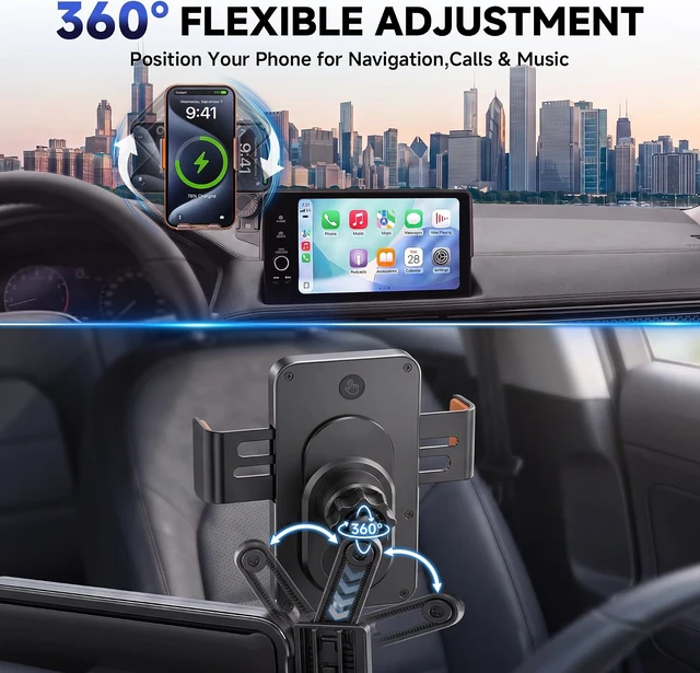 Alt view image 7 of 7 - Car Phone Holder for 2023-2026 Honda CR-V & HR-V Accessories, 7/9-Inch Screen Phone Mount with Up to 15W Fast Wireless Charging, Auto-Clamping, 360° Rotation,Premium Aluminum Holder
