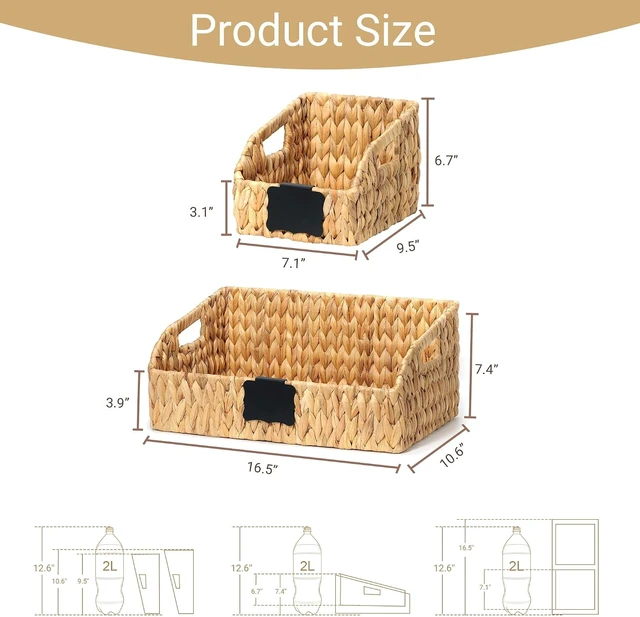 Alt view image 3 of 7 - Pantry Baskets for Organizing,Wicker Storage Bins,3 Pack,Natural