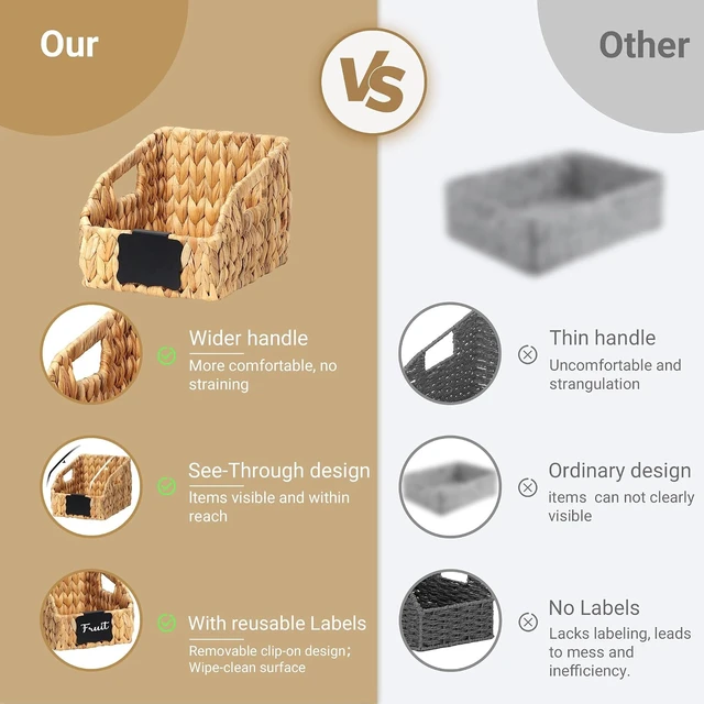 Alt view image 5 of 7 - Pantry Baskets for Organizing,Wicker Storage Bins,3 Pack,Natural