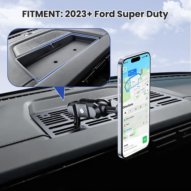Alt view image 2 of 7 - Metal Phone Mount for 2023+ Ford F250 350 450 & 2023+ Super Duty