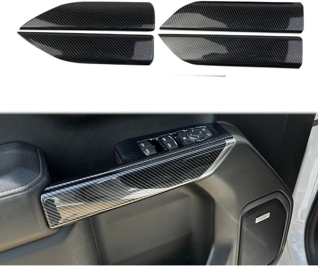 Main image of Carbon Fiber Inner Door Handrail Handle Cover Trim for 2019-2026 Chevy Silverado 1500/GMC Sierra 1500 for 2020-2026 Sierra/Silverado 2500 3500 HD (Crew cab 4-Door)