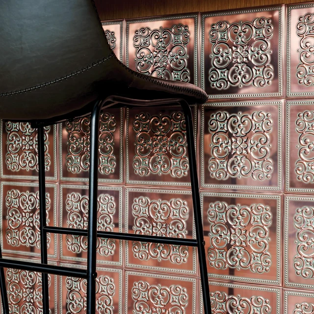 Alt view image 4 of 7 - Peel and Stick Metal Backsplash Tiles, Patina Copper, 10-Pack