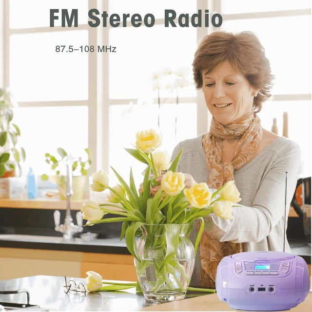 Alt view image 4 of 7 - Radio CD Player with Bluetooth,FM Radio,USB MP3 Playback,AUX-in,Headphone Jack,MP3 CDs Compatible,Portable CD Players for Home or Outdoor