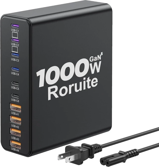 Main image of 1000W USB C Charging Station, 120W PD GaN5 Super Fast USB C Charger Block