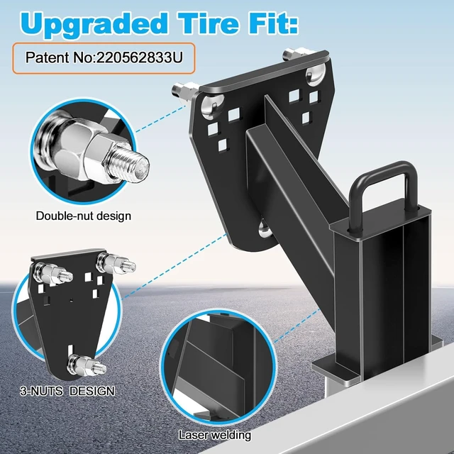 Alt view image 2 of 7 - Stake Pocket Spare Tire Carrier,Spare Tire Mount Bracket for Trailer,Powder Coat Steel Black, Fits Most 4 & 5 & 6 & 8 Lugs Wheels on 4", 4.5'', 4.75'', 5", 5.5",6" or 6.5" Bolt Patterns (4-6.5 Inch)