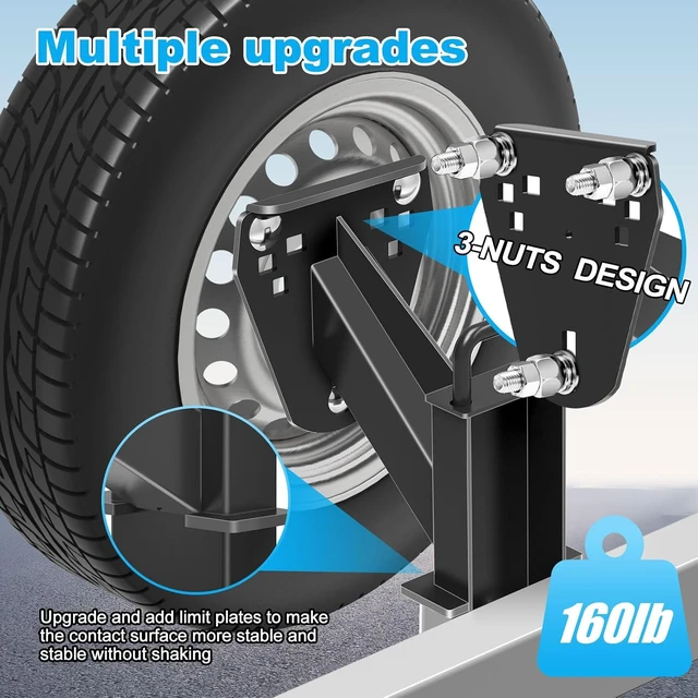 Alt view image 7 of 7 - Stake Pocket Spare Tire Carrier,Spare Tire Mount Bracket for Trailer,Powder Coat Steel Black, Fits Most 4 & 5 & 6 & 8 Lugs Wheels on 4", 4.5'', 4.75'', 5", 5.5",6" or 6.5" Bolt Patterns (4-6.5 Inch)