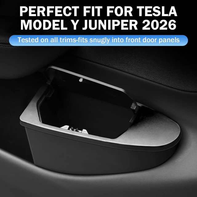 Alt view image 2 of 7 - Door Built-in Trash Can for Tesla Model Y Juniper 2026(NOT for Standard), FrontSeat Car Garbage Bin with PushOpen Lid, Premium Waterproof ABS Door Organizer Insert Accessories