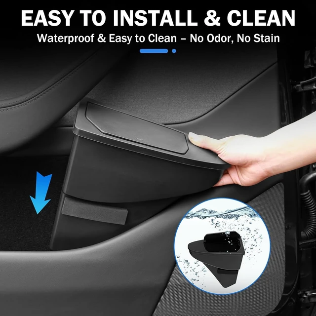 Alt view image 7 of 7 - Door Built-in Trash Can for Tesla Model Y Juniper 2026(NOT for Standard), FrontSeat Car Garbage Bin with PushOpen Lid, Premium Waterproof ABS Door Organizer Insert Accessories
