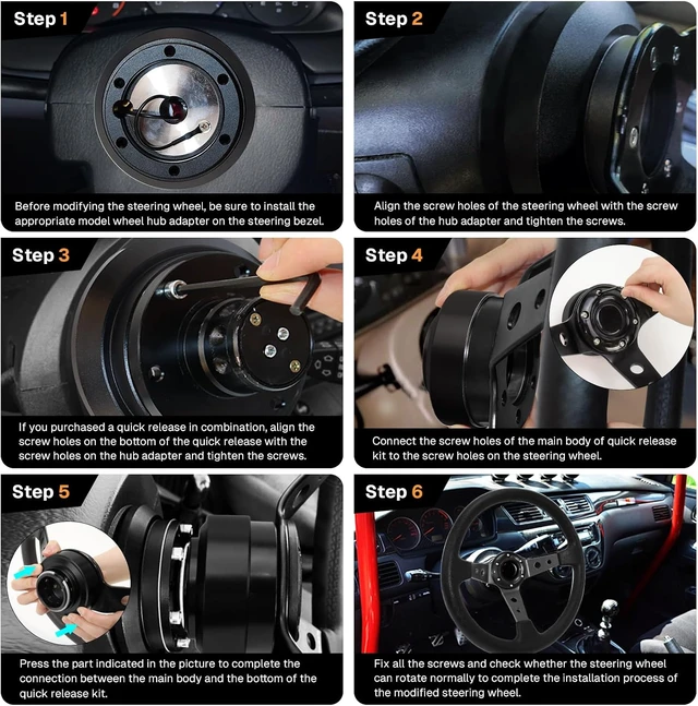 Alt view image 7 of 7 - 13.6" Universal Suede Steering Wheel Deep Dish Racing Steering Wheel 6 Bolts with Horn Button for Race/Rally/Motorsport/Car Sim Driving,Yellow Positioning Line