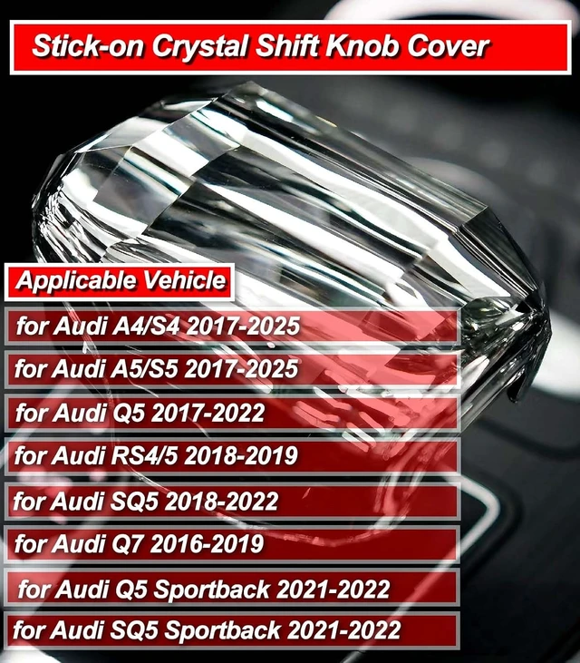 Alt view image 3 of 6 - Crystal Shift Knob Cover Compatible with Audi A4/A5/S4/S5/RS4/RS5/Q5/SQ5/Q7 Models, Manual Lever Gear Knob Replacement Interior Accesseries Luxury Atmosphere