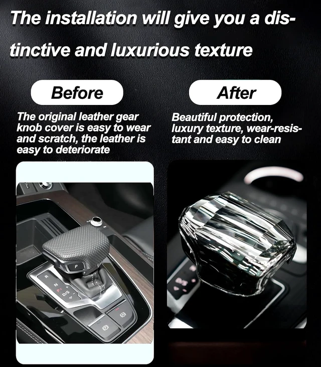 Alt view image 4 of 6 - Crystal Shift Knob Cover Compatible with Audi A4/A5/S4/S5/RS4/RS5/Q5/SQ5/Q7 Models, Manual Lever Gear Knob Replacement Interior Accesseries Luxury Atmosphere