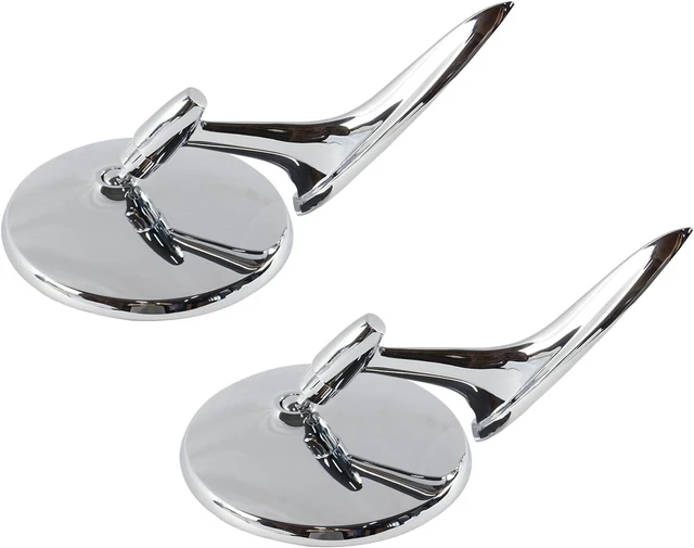 Alt view image 7 of 7 - Round Bowtie Outside Rearview Mirrors Ribbed Base Compatible With 1963 1964 1965 Bel Air Biscayne Impala Corvair Chevelle El Camino Nova