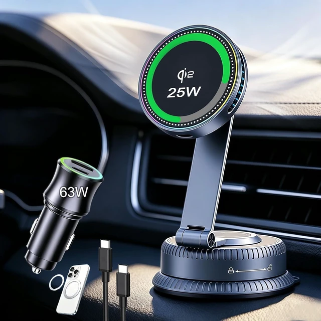 Main image of for Qi2.2 25W MagSafe Car Mount Charger, Cooling Fan, 75W Fast Adapter