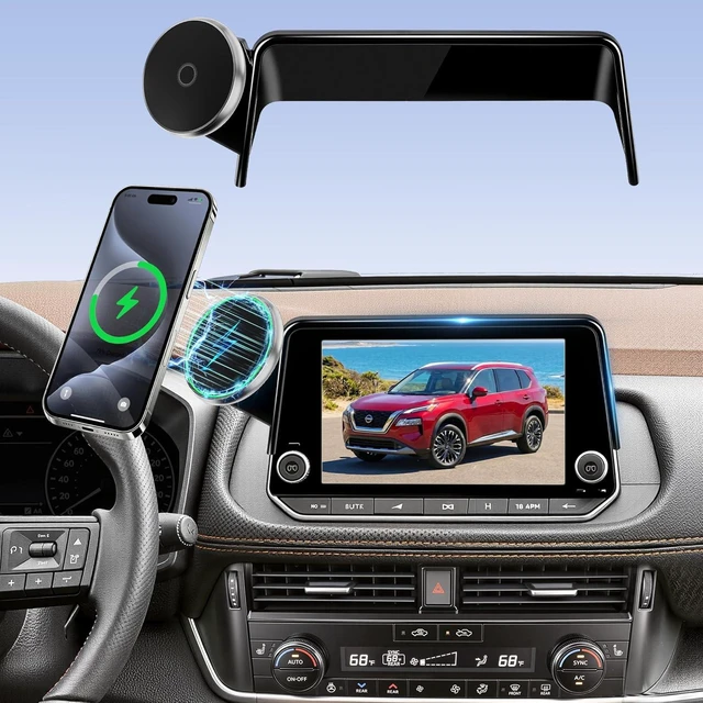 Main image of Phone Mount for Nissan Rogue S/SV/Rock Creek (2021-2026,Fit 8inch ONLY), Altima Platinum (2019-2025), Sentra SR/SV (2020-25), 15W Wireless Charger, Magnetic Phone Holder, 360°, Magsafe, Hands Free
