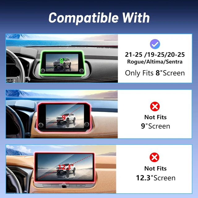 Alt view image 2 of 7 - Phone Mount for Nissan Rogue S/SV/Rock Creek (2021-2026,Fit 8inch ONLY), Altima Platinum (2019-2025), Sentra SR/SV (2020-25), 15W Wireless Charger, Magnetic Phone Holder, 360°, Magsafe, Hands Free