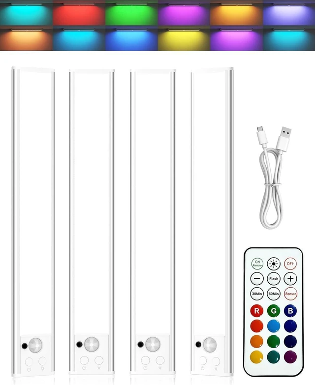 Main image of Under Cabinet Lighting Wireless, RGB Motion Sensor Light Indoor, 4 Pack