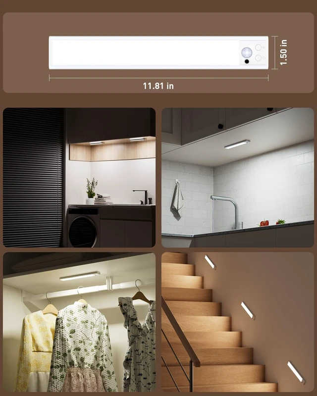 Alt view image 6 of 7 - Under Cabinet Lighting Wireless, RGB Motion Sensor Light Indoor, 4 Pack