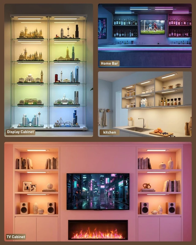 Alt view image 4 of 7 - Under Cabinet Lighting Wireless, RGB Motion Sensor Light Indoor, 4 Pack