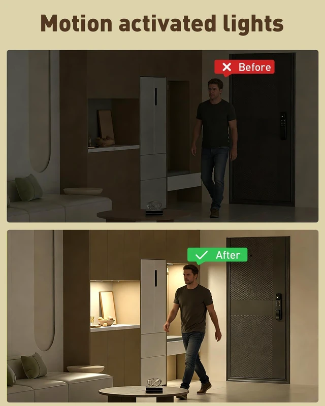 Alt view image 7 of 7 - Under Cabinet Lighting Wireless, RGB Motion Sensor Light Indoor, 4 Pack