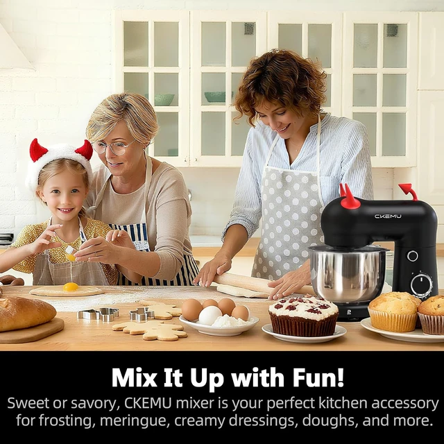 Alt view image 3 of 7 - Stand Mixer, Compact & Space-Saving, Stainless Steel Bowl, Unique & Playful Design, Effcient 300W Motor, Dishwasher-Safe Attachments, SM-2549A (Black)