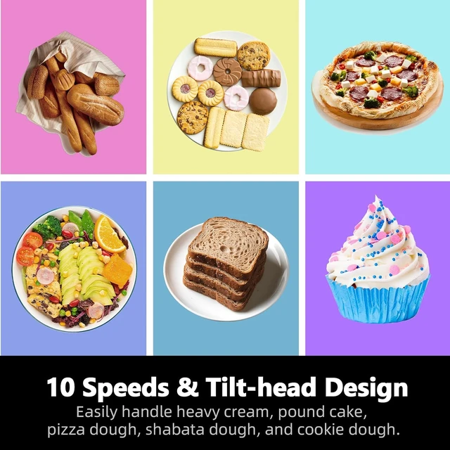 Alt view image 5 of 7 - Stand Mixer, Compact & Space-Saving, Stainless Steel Bowl, Unique & Playful Design, Effcient 300W Motor, Dishwasher-Safe Attachments, SM-2549A (Black)