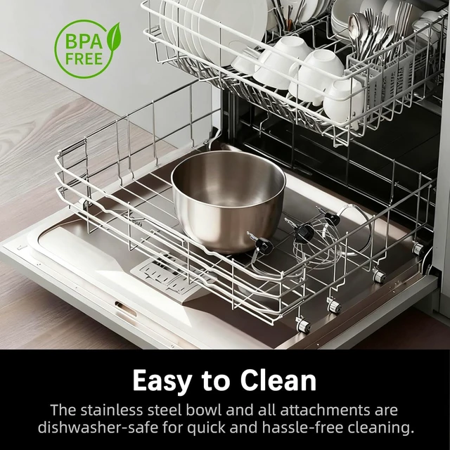 Alt view image 6 of 7 - Stand Mixer, Compact & Space-Saving, Stainless Steel Bowl, Unique & Playful Design, Effcient 300W Motor, Dishwasher-Safe Attachments, SM-2549A (Black)