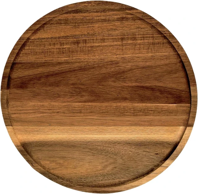 Main image of 15.7 Inch Round Wooden Decorative Serving Tray for Coffee Table and Home Decor, Round Wood Tray for Table Centerpiece, Small Candle Tray, Acacia, Appetizer Charcuterie Board