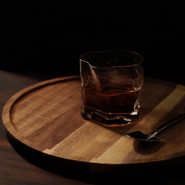 Alt view image 5 of 7 - 15.7 Inch Round Wooden Decorative Serving Tray for Coffee Table and Home Decor, Round Wood Tray for Table Centerpiece, Small Candle Tray, Acacia, Appetizer Charcuterie Board